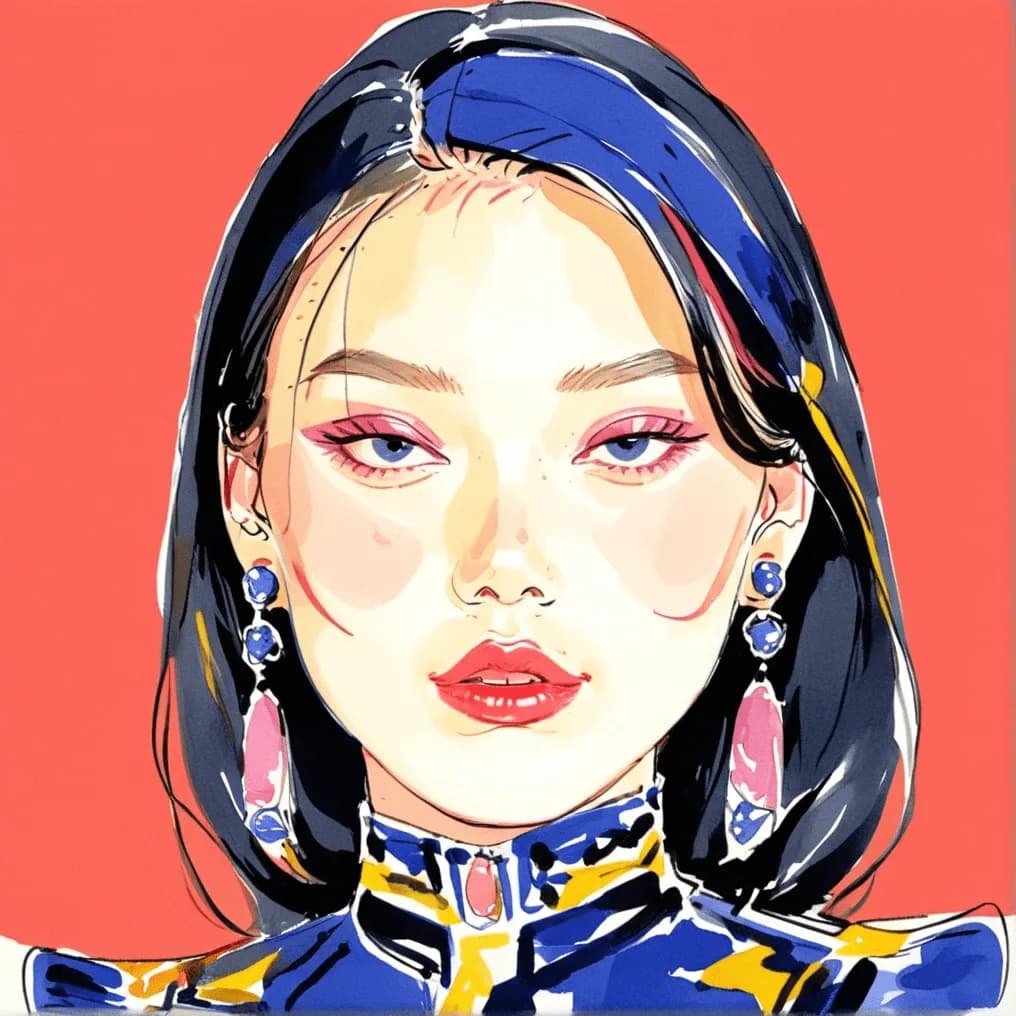 Haute Couture Illustration AI character filter example - transform photos into fashion & artistic style avatar